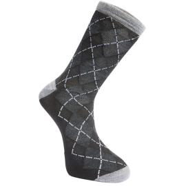 Assynt merino long sock, argyle black small 36-39