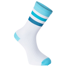 RoadRace Premio extra long sock, hoops white / blue curaco small 36-39