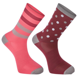 Sportive long sock twin pack, hex dots classy burgundy / berry large 43-45