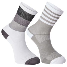 Sportive mid sock twin pack, block stripe white / cloud grey X-large 46-48