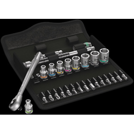 8100 SA 7 Zyklop Metal Ratchet Set With Push-Through Square