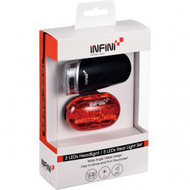 Infini Olley Lightset Micro Bicycle Bike USB Front & Rear Lights Black Unisize