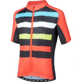 Sportive youth short sleeve jersey  torn stripes red / black age 9 - 10